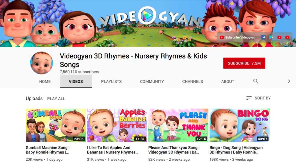 screenshot of videogyan youtube channel